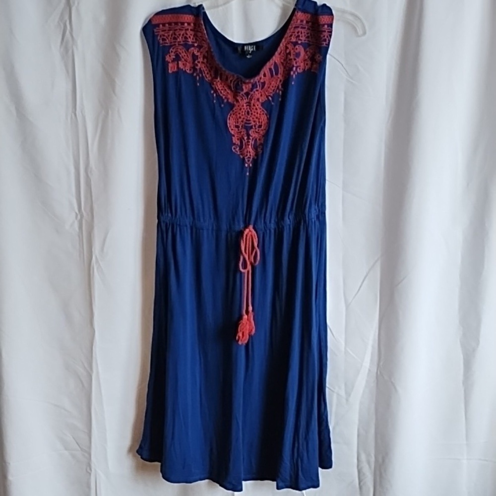 Spense cinch tie waist blue sleeveless dress size L
